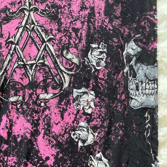 Archaic Gothic Skull V-Neck Graphic Tee Y2K Streetwear Women’s Tshirt Large - Picture 6 of 9